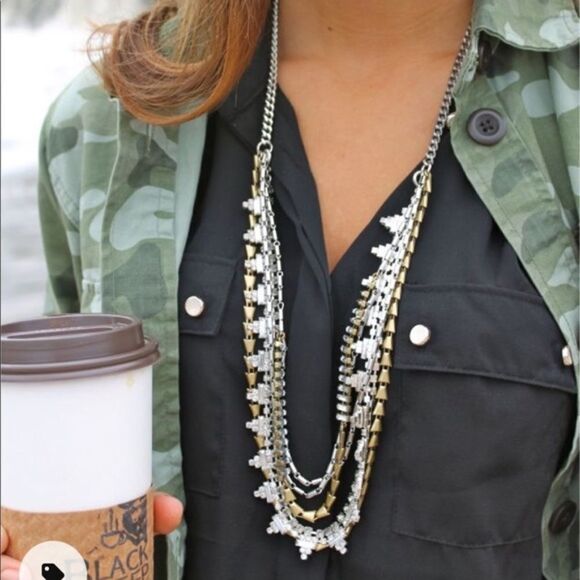 Stella & Dot Mixed Metal Sutton Necklace Versatile - Picture 6 of 8